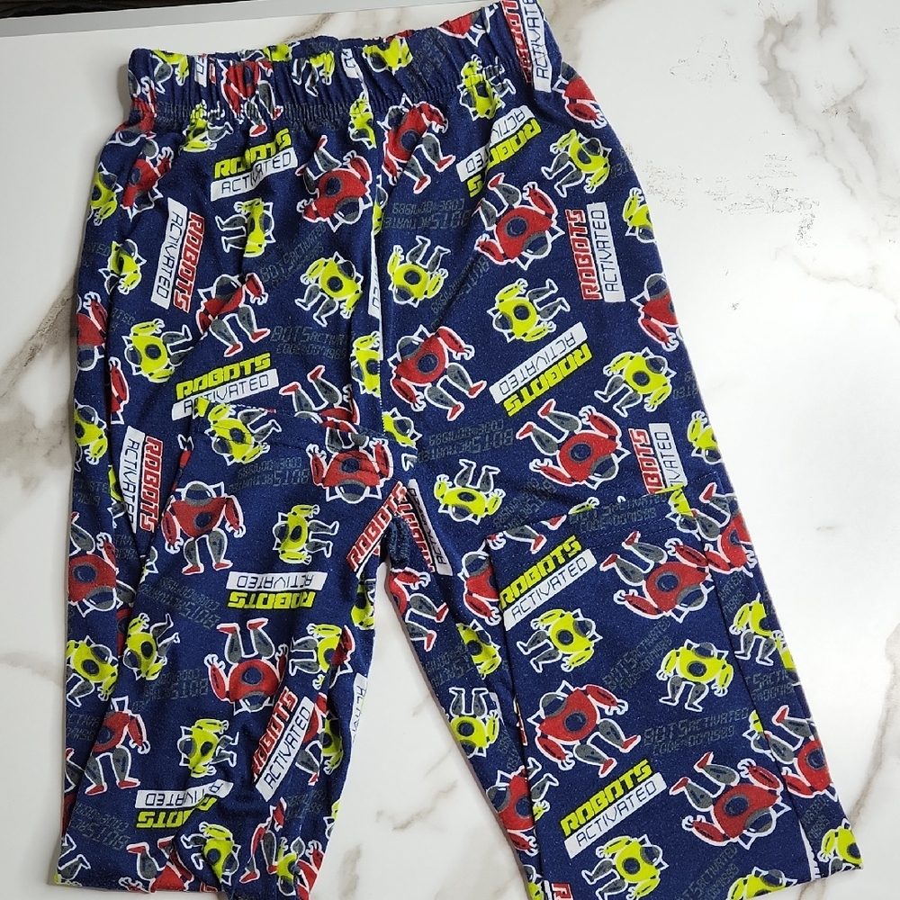 Vibrant Blue and Red Dinosaur Pajama Bottoms with Elastic Waist